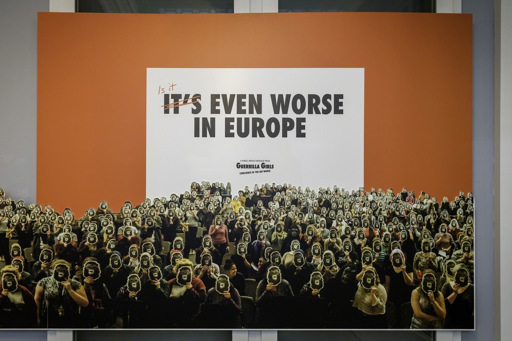 Whitechapel Gallery Guerrilla Girls Commission: Is it even worse in Europe? (2016) Photo: Steven White Whitechapel Gallery Guerrilla Girls Commission: Is it even worse in Europe? (2016) Photo: Steven White