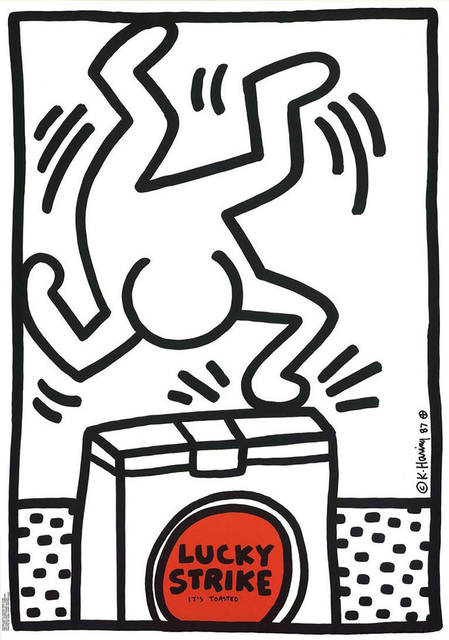 Keith Haring, ‘Keith Haring Lucky Strike white ’, 1987, Print, Silkscreen in colors, Lot 180