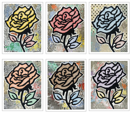 Donald Baechler, ‘Rose Portfolio ’, 2015, Print, 28 color silkscreen on 2 ply Museum board, Tayloe Piggott Gallery