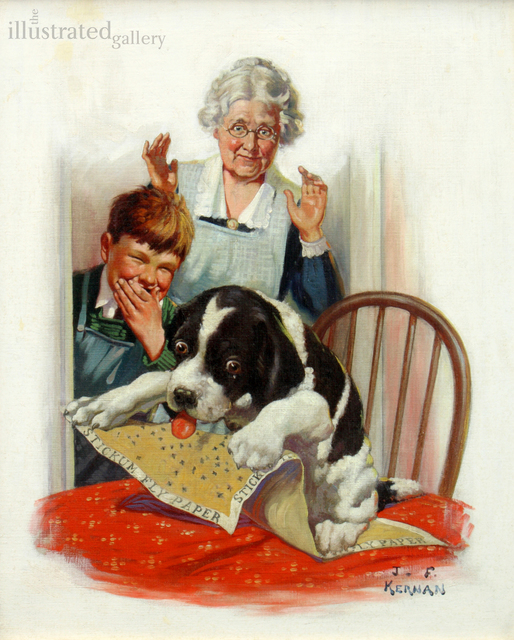 Joseph Francis Kernan, ‘Grandma, Boy, And Dog’, The Illustrated Gallery