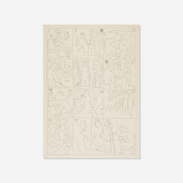 Pablo Picasso, ‘Table des Eaux-Fortes from Le Chef d'Oeuvre Inconnu’, 1931, Print, Drypoint etching on laid paper, Rago/Wright
