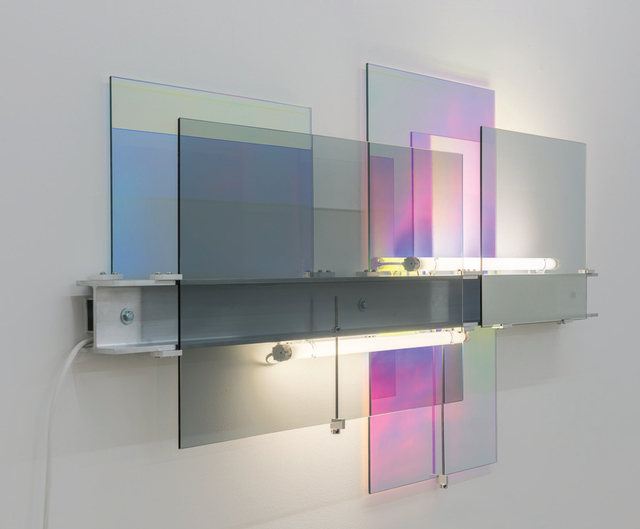 Nathaniel Rackowe, ‘DG04’, 2015, Installation, Dichroic glass, aluminium universal beam, fluorescent light, fittings and power supply, Lawrie Shabibi