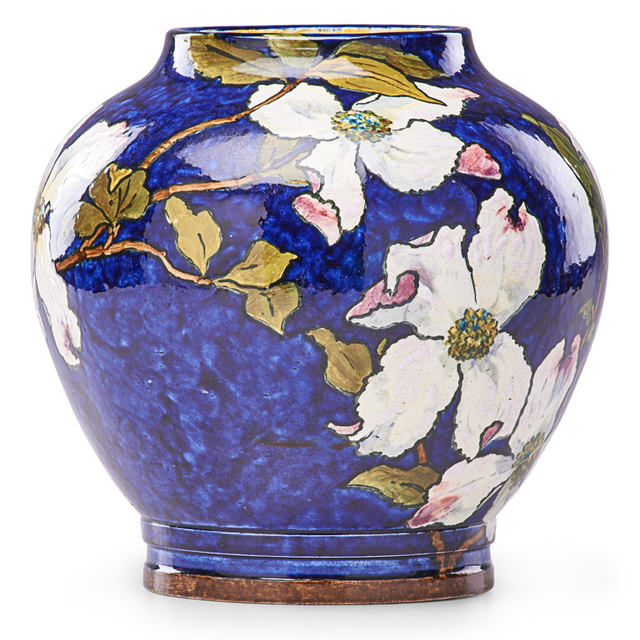 John Bennett, ‘Vase With Dogwood Blossoms On Blue Ground, West Orange, NJ’, 1884, Design/Decorative Art, Vase With Dogwood Blossoms On Blue Ground, Rago/Wright