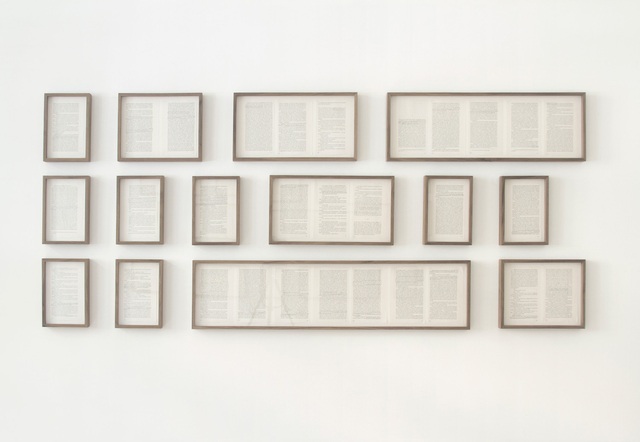 Francisco Ugarte, ‘Paisajes literarios (Crimen y Castigo, Fiódor Dostoyevski)’, 2015, Drawing, Collage or other Work on Paper, 30 graphite-intervened pages extracted from the book "Crime and Punishment" by Fyodor Dostoyevsky, Arredondo \ Arozarena