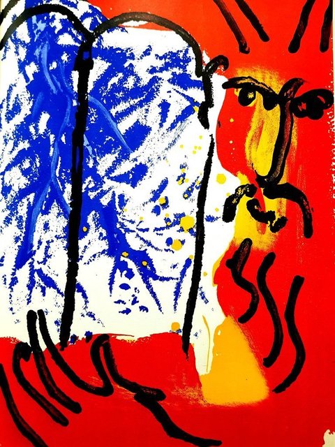 Marc Chagall, ‘Original Lithograph "Colorful Tablets of Stone" by Marc Chagall’, 1956, Galerie Philia