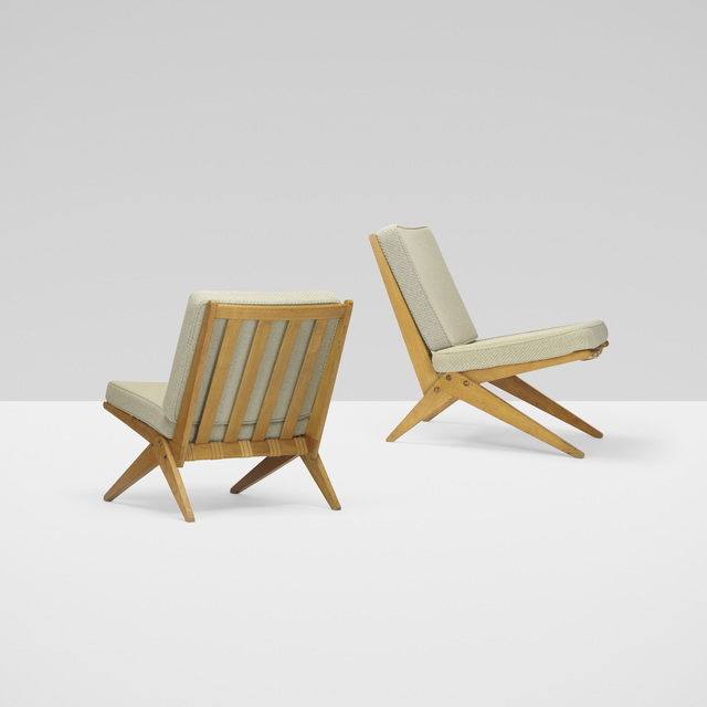 Pierre Jeanneret Scissor Lounge Chairs Pair 1949 Artsy