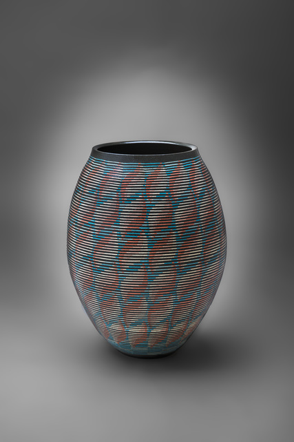 Maeda Hideo, ‘Flower Vessel with Geometric Patterns 11’, 2015, Design/Decorative Art, Stoneware with inlay, Onishi Gallery