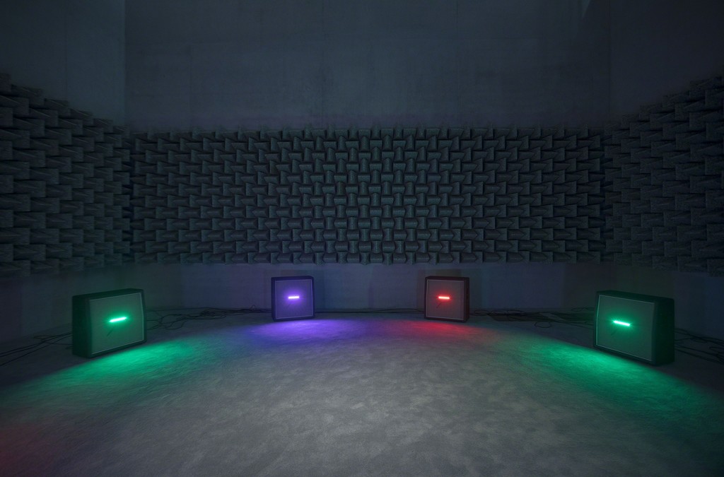 Installation view of Haroon Mirza: A C I D G E S T, Pérez Art Museum Miami, 2017. Photo by Oriol Tarridas. Installation view of Haroon Mirza: A C I D G E S T, Pérez Art Museum Miami, 2017. Photo by Oriol Tarridas.