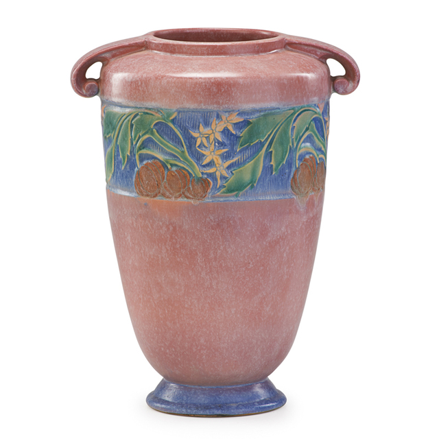 Roseville Pottery, ‘12" Pink Baneda Vase, Zanesville, OH’, 1933, Rago/Wright