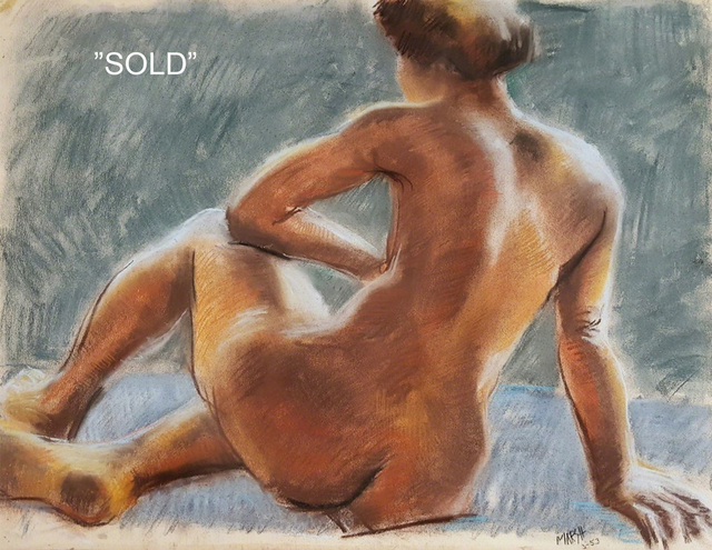 Reginald Marsh, ‘Sitting Nude’, 1953, Painting, Pastel on heavy paper mounted to illustration board, Robert Funk Fine Art