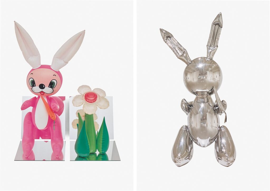 Jeff Koons - Inflatable Flower (Tall white, Pink Bunny); and Rabbit, from Jeff Koons
