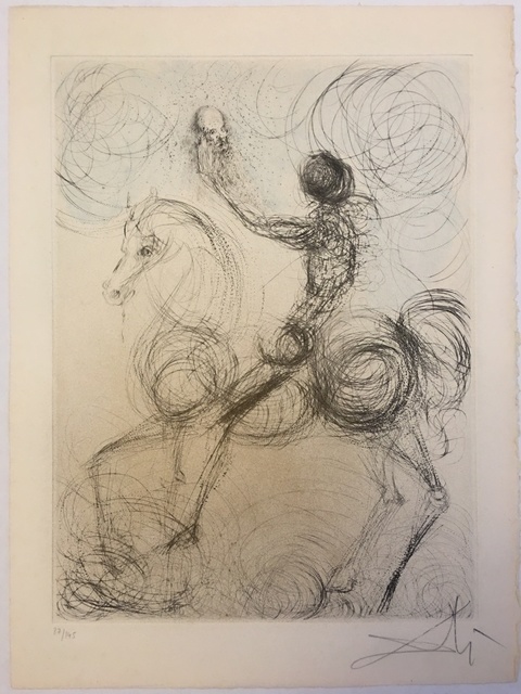 Salvador Dalí, ‘Chevalier et la Mort (Knight and Death)’, 1968, Print, Etching with roulette in black with hand-colouring, Puccio Fine Art