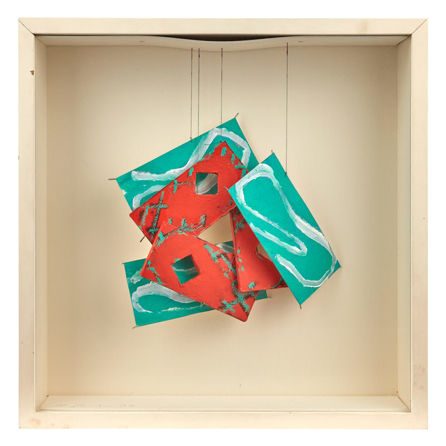Richard Smith, CBE, ‘Maquette for Natale (#23)’, 1990, Sculpture, Acrylic and pastel on paper and wood with metal and string in artist's case, Doyle