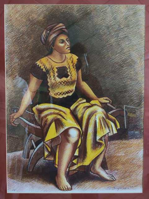 Raúl Anguiano, ‘Emilia Sentada’, 1987, Print, Litografia, CERVANTES