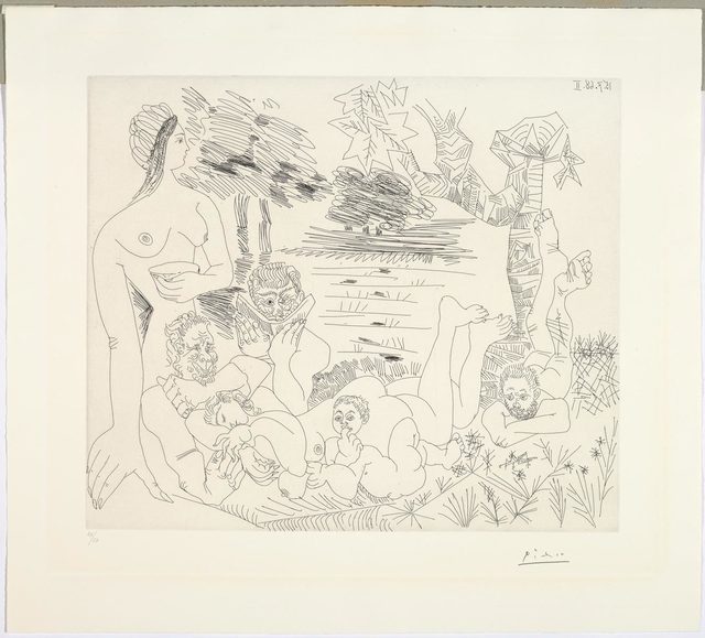 Pablo Picasso, ‘Scène pastorale poussinesque sur le thème de pan et syrinx’, 1968, Print, Etching, Koller Auctions