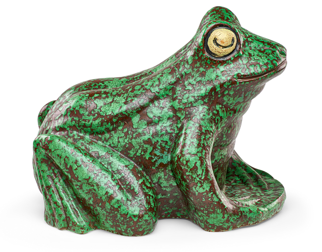 Weller Pottery | Rare large Coppertone Frog lawn ornament/fountain ...