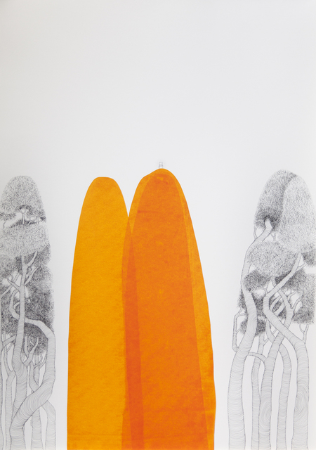 María Ángeles Atauri, ‘Orange Mountain’, 2021, Painting, Ink on paper, Galería Marita Segovia