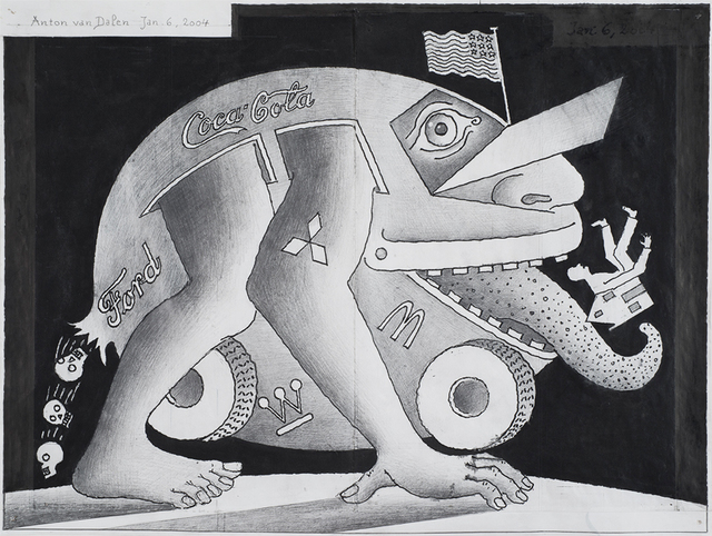 Anton van Dalen, ‘Junk Kulture #1’, 2004, Drawing, Collage or other Work on Paper, Graphite and india ink on paper, P.P.O.W