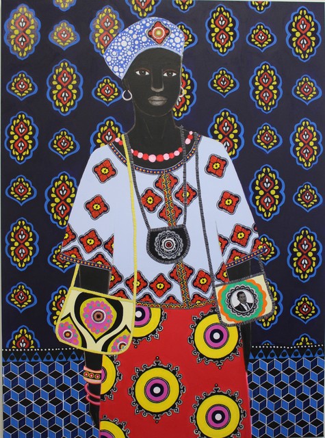 Carla Kranendonk, ‘Mamouna ’, 2019, Painting, Hand embroidery, beadwork, acrylic and collage on canvas, Rebecca Hossack Art Gallery