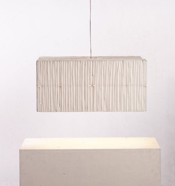 Gisela Stiegler, ‘Two-floor lamp white from the series 'Lampenfieber'’, 2015, Design/Decorative Art, Carved polystyrene fishboxes, coloured and lacquered, Marion Friedmann