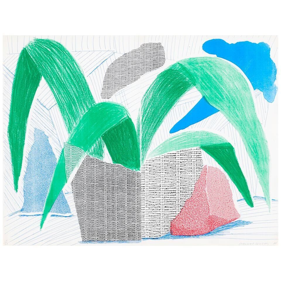 David Hockney - Green Grey & Blue Plant, July (MCAT 317)