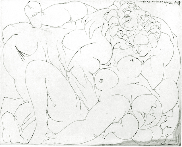 Pablo Picasso, ‘L’Ètreinte II’, 1933-1942, Print, Etching on Montval laid paper with Picasso watermark, Meyerovich Gallery