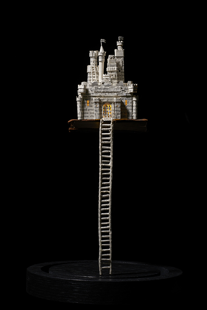 Su Blackwell, ‘Castle in the Sky’, 2018, Sculpture, Paper sculpture, miniature book in glass dome, with lights, Long & Ryle