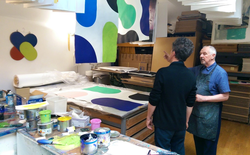 Proofing prints in the Stoney Road Press studio. Proofing prints in the Stoney Road Press studio.