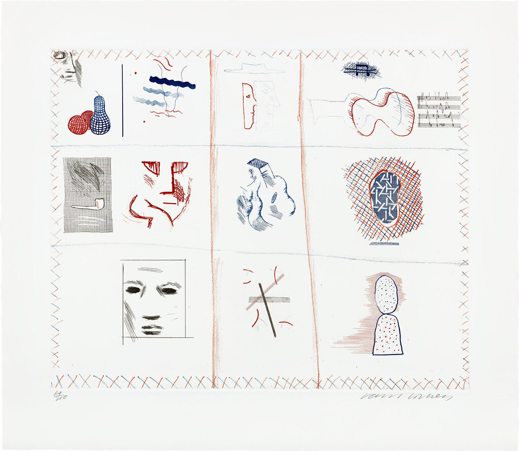 David Hockney - Franco-American Mail, plate 5 from The Blue Guitar (S.A.C. 203, M.C.A.T. 182)