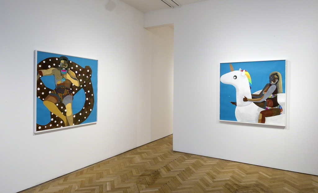 Derrick Adams, Floater No. 24 (pretzel), 2016 and Floater No. 28 (unicorn), 2016 Derrick Adams, Floater No. 24 (pretzel), 2016 and Floater No. 28 (unicorn), 2016