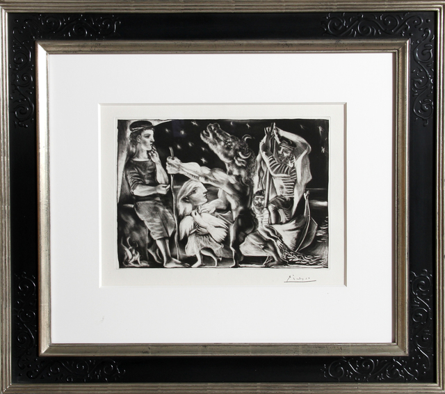 Pablo Picasso, ‘Minotaure aveugle guidé par Marie-Thérèse au Pigeon dans une nuit étoilée from La Suite Vollard’, 1934, Print, Aquatint, Grattoir, Drypoint and Burin on Montval laid paper with Vollard watermark, RoGallery