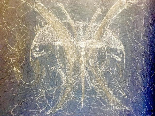 ANURADHA DELACOUR, ‘Les journées’, ca. 2018, Drawing, Collage or other Work on Paper, Papier Inde froissé fait main à Mysore, stylo blanc,, Canopy Gallery