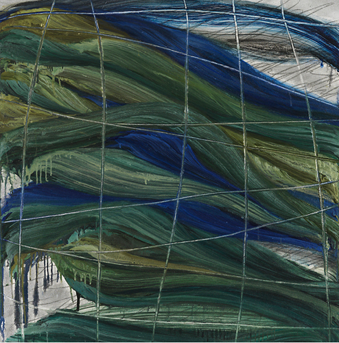 Natalie Alper, ‘Blue Soundings’, 2007, Painting, Acrylic, metallic pigment, pencil, on canvas, Seraphin Gallery