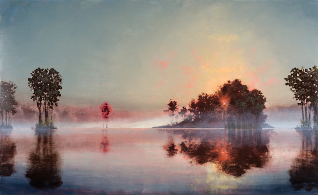 Stephen Hannock, ‘Flooded River with Red Maple (Mass MOCA #241)’, 2016, Painting, Polished oil on canvas, Marlborough New York