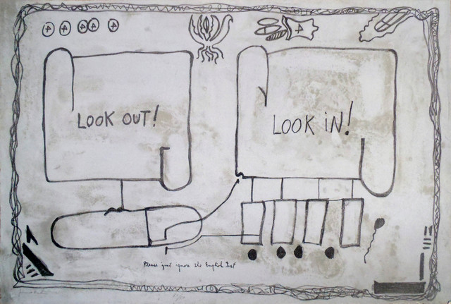 Jimmie Durham, ‘Look Out, Look In’, 1992, Print, Lithograph, Hamilton-Selway Fine Art Gallery Auction