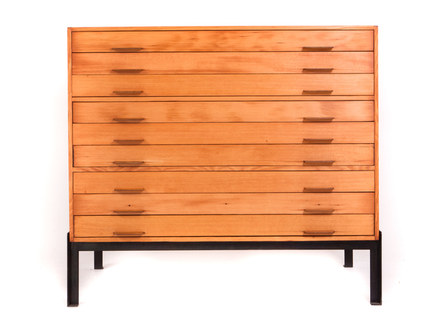 Poul Kjærholm, ‘Rare Poul Kjærholm Flat File Cabinet by Rud Rasmussen.’, ca. 1955, Design/Decorative Art, Pine, Steel., Københavns Møbelgalleri