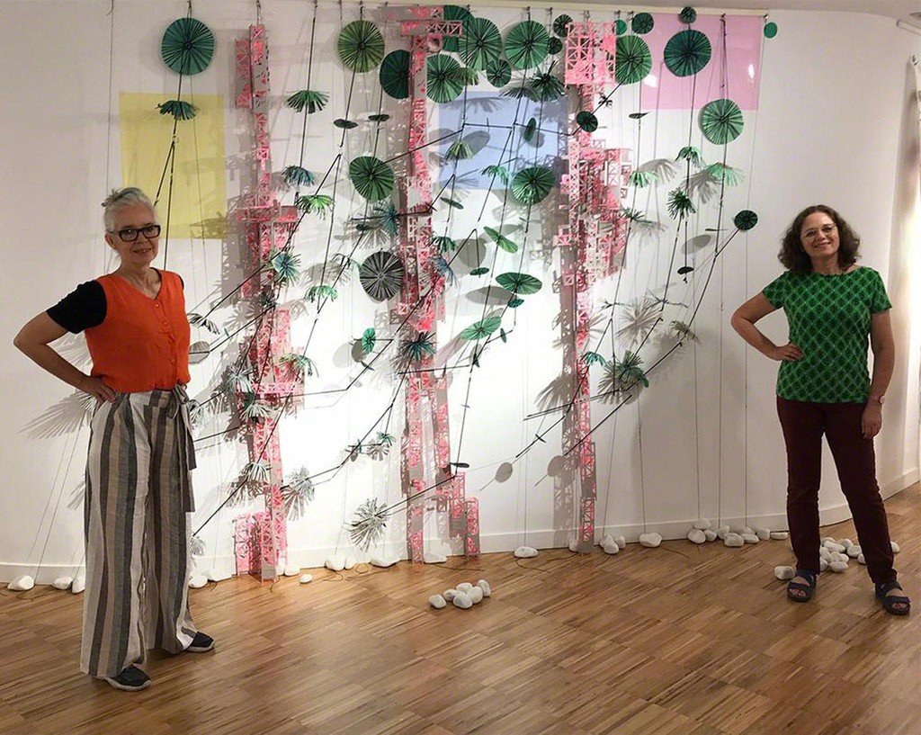 Libby Hague and Yael Brotman with their installation Pink City Green Branches, Santander, Spain as part of the Special Exhibition Projects for Impact 10 Libby Hague and Yael Brotman with their installation Pink City Green Branches, Santander, Spain as part of the Special Exhibition Projects for Impact 10