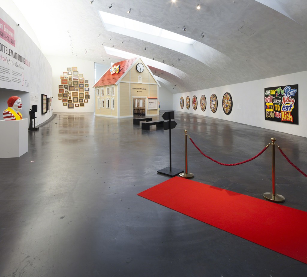 Installation view of Jani Leinonen: School of Disobedience. Kiasma Museum of Contemporary Art, Helsinki. Courtesy of Finnish National Gallery / Pirje Mykkänen. Installation view of Jani Leinonen: School of Disobedience. Kiasma Museum of Contemporary Art, Helsinki. Courtesy of Finnish National Gallery / Pirje Mykkänen.