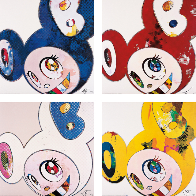 Takashi Murakami, ‘And Then x 6 (Blue: The Superflat Method); And Then x 6 (Red: The Superflat Method); And Then x 6 (White: The Superflat Method, Pink and Blue Ears); and And Then, And Then And Then And Then And Then. Yellow Universe’, 2013, Phillips