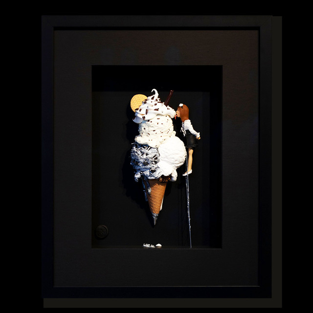 Kunst met een R, ‘Best ice cream in the world - black ’, 2020, Installation, 3D Shadow Box, Eden Fine Art