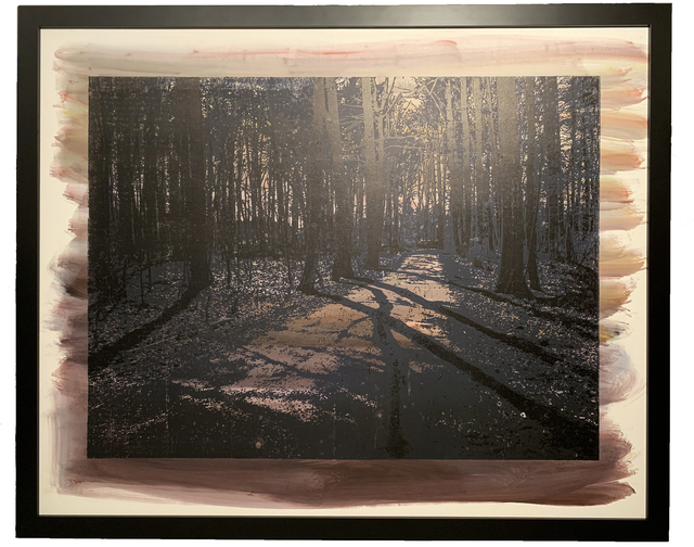 Natanel Gluska, ‘Forest in Purple’, 2016, Drawing, Collage or other Work on Paper, Wooden engraved panel - Etched and hand printed - Framed, Ronen Art Gallery