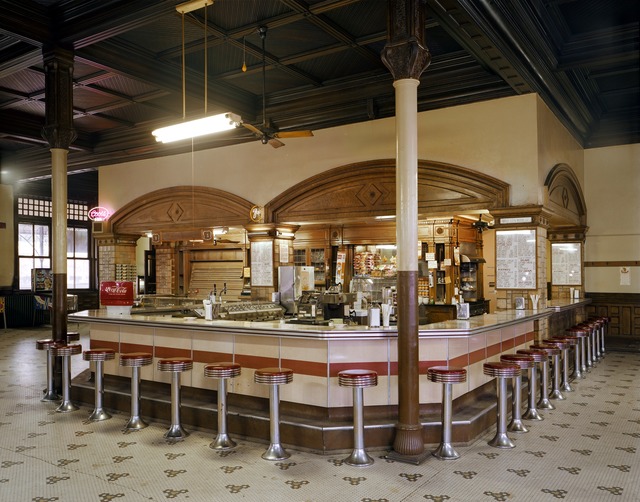 Jim Dow, ‘Lunch Counter at Union Depot Railroad Station, Pueblo, Colorado’, 1981, Photography, Archival digital pigment print, Robert Klein Gallery