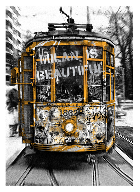 Mr. Brainwash, ‘Milan is Beautiful - Tram Silver’, 2019, Print, Retouchè on paper, Deodato Arte