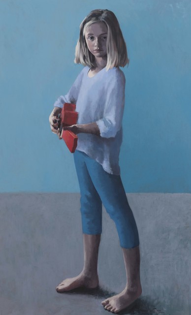 Claerwen James, ‘Girl With a Ukulele 2’, 2018, Painting, Oil on canvas, Flowers