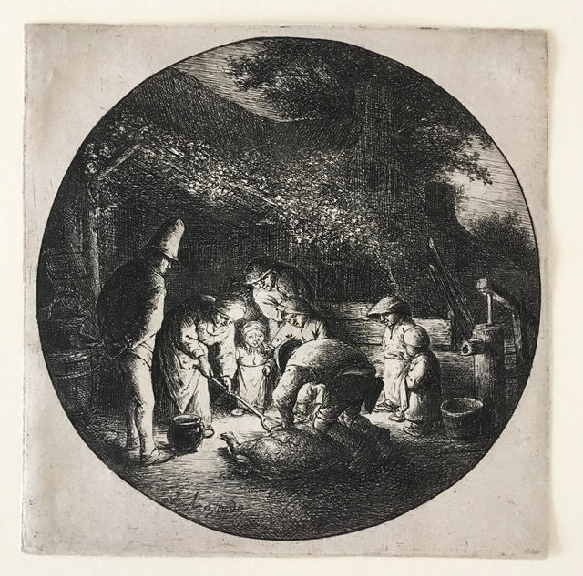 Adriaen van Ostade, ‘The Pork Butcher’, ca. 1642, Print, EtchingCG Boerner, Dusseldorf. Dr W Beck, b. 1895, Berlin. (Lugt 2603b), Pia Gallo