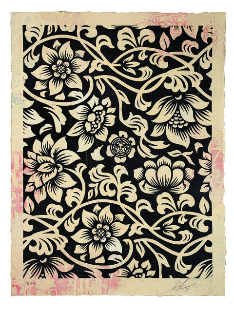 Shepard Fairey (OBEY), ‘Floral Takeover (Cream/Black)’, 2017, Underdogs Gallery