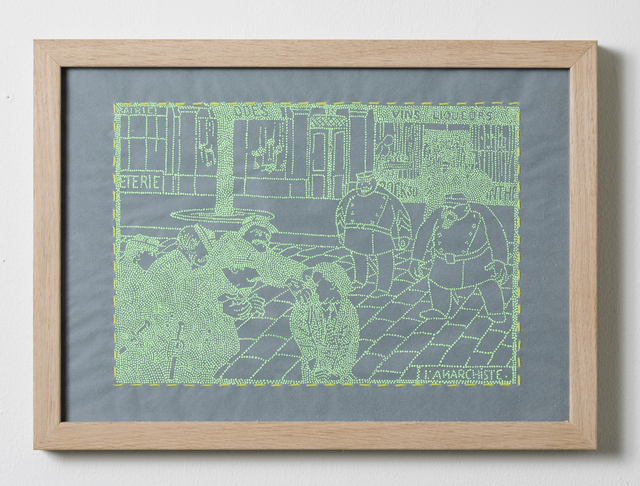 Matt Damhave, ‘L’Anarchiste-Green (After Vallotton)’, 2018, Mixed Media, Ink, thread, plastic and paper, V1 Gallery