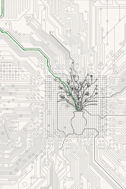 Analía Saban, ‘Bouquet of Flowers within Cirquit Board (with green line)’, 2014, John Wolf Art Advisory & Brokerage