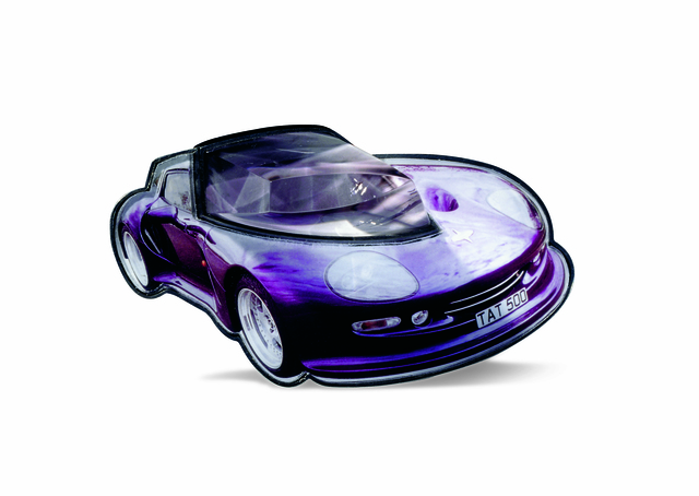 Gijs Bakker, ‘Marcos GT 1996 - brooch’, 2001, Design/Decorative Art, Silver, amethyst, color picture and plexiglass, Caroline Van Hoek