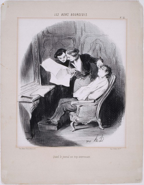 Honoré Daumier, ‘Les Bons Bourgeois: Quand le journal est trop intéressant’, 1846, Phillips Collection